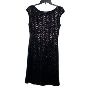 Connected Apparel Black Sequins Cocktail Dress